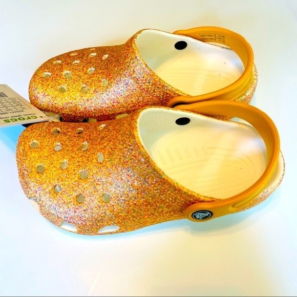 CROCS Shoes Crocs Classic Glitter Clog Size 2 J Glitter Clog Orange
